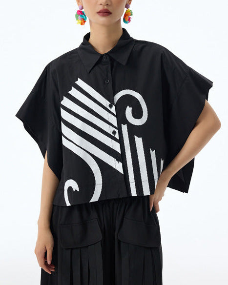 2026春夏新款蝙蝠印花襯衫-EU2