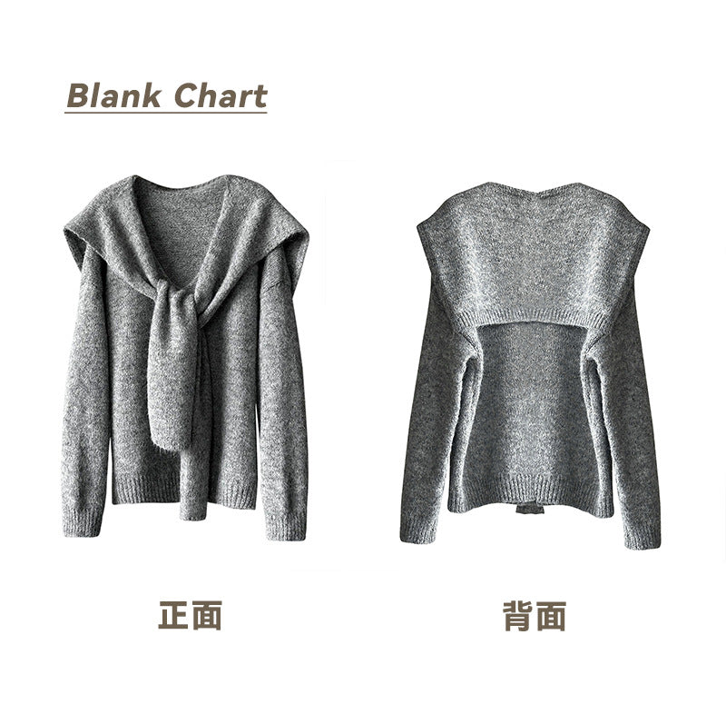 溫柔感!小姐姐毛衣+海軍披肩(含羊毛8802)