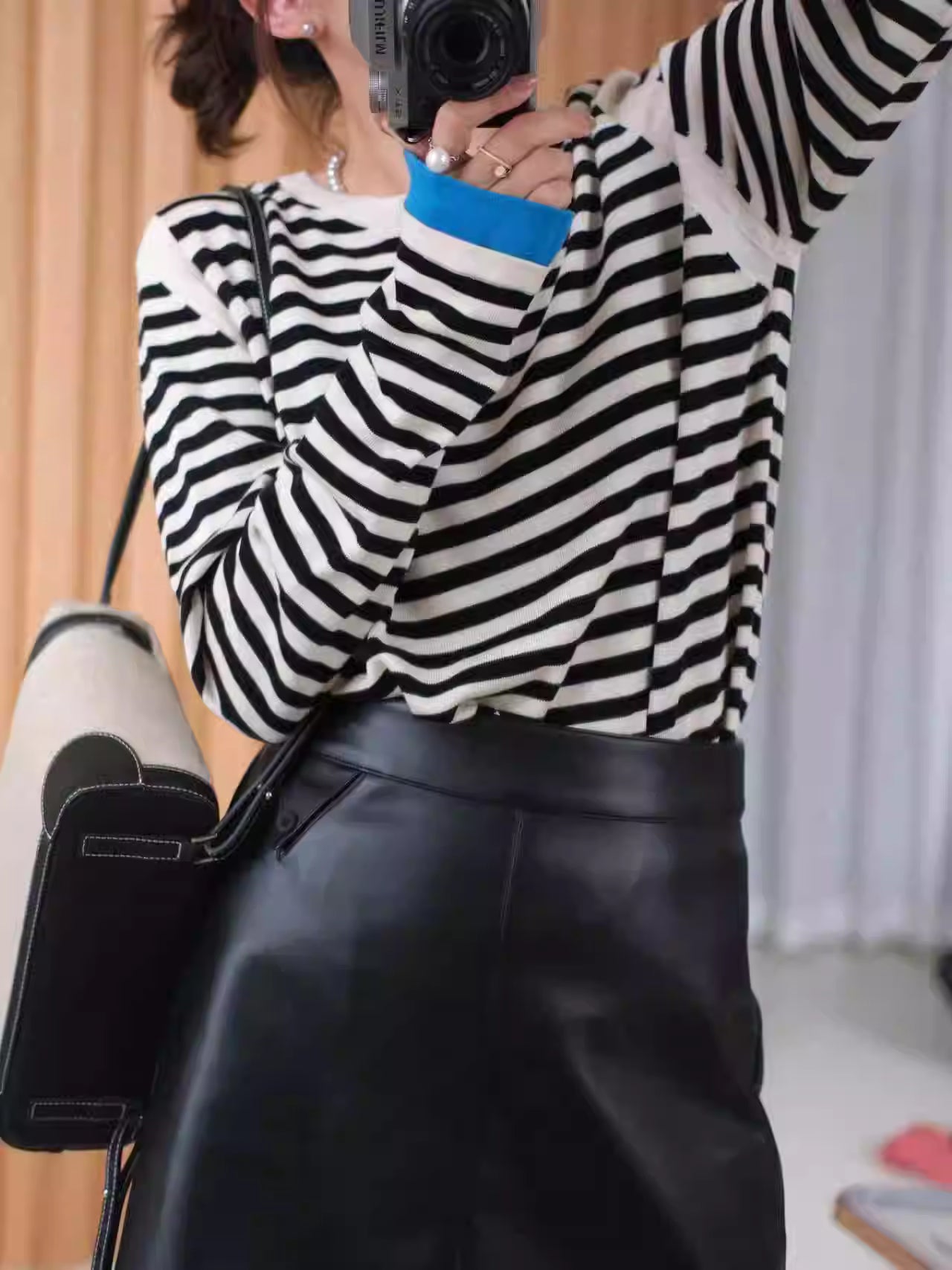 春季設計款~舒適萊賽爾天絲條紋T卹