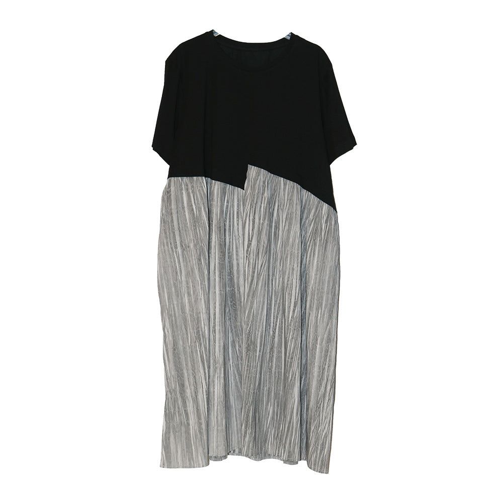 大寬版拼接假两件连衣裙