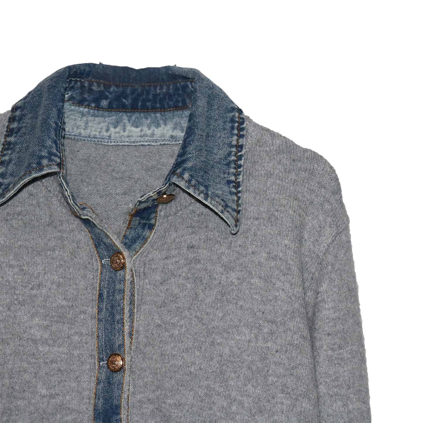 城市風格牛仔領毛衣外套