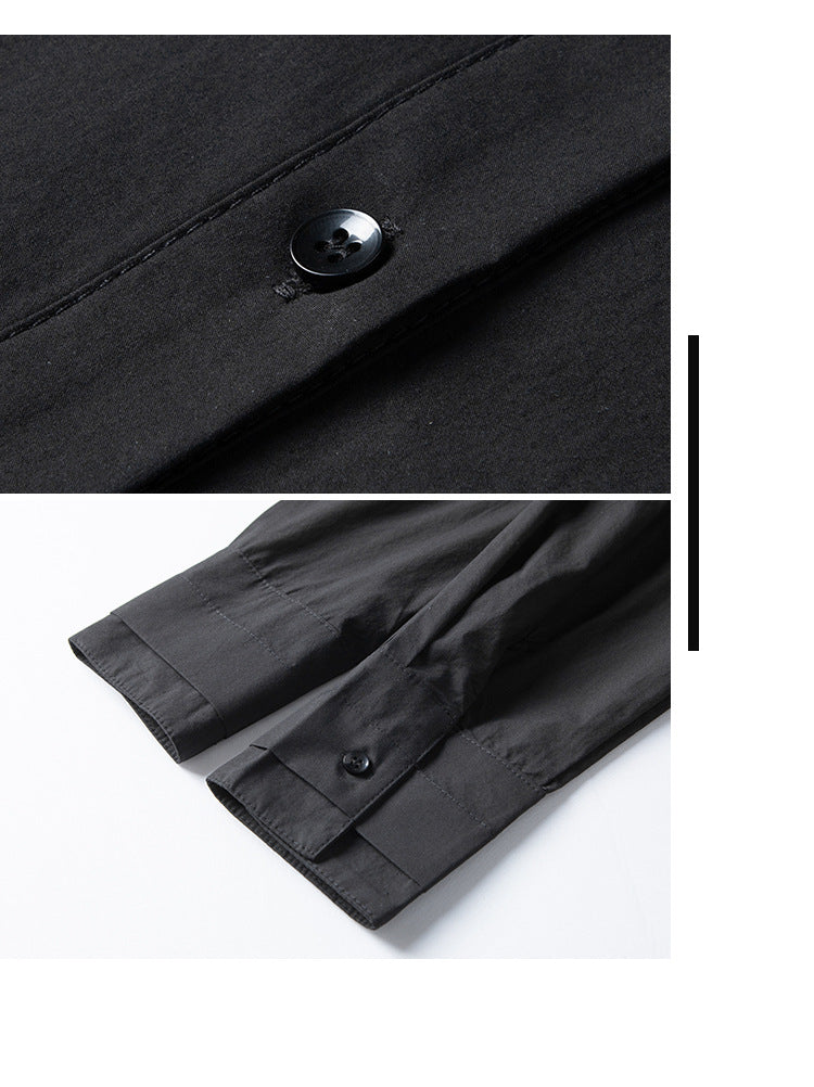 解構不對稱門襟設計款襯衫-黑白