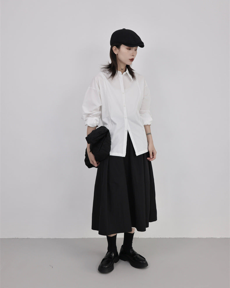 Mia收腰長版白襯衫