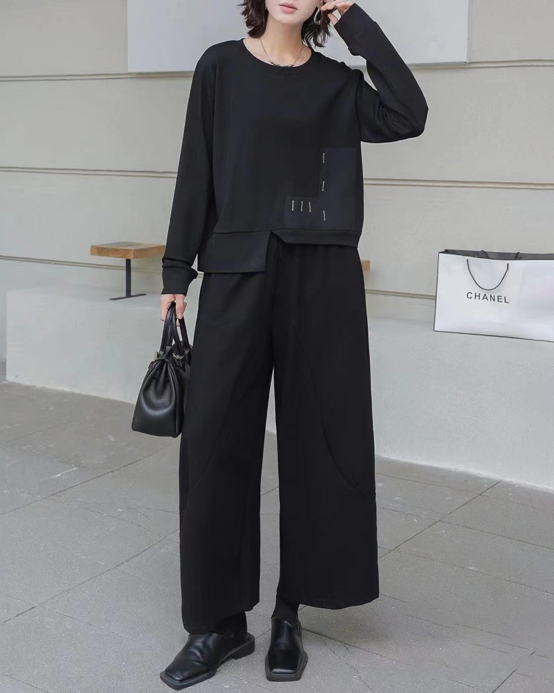 拼貼ins風顯瘦薄長袖上衣