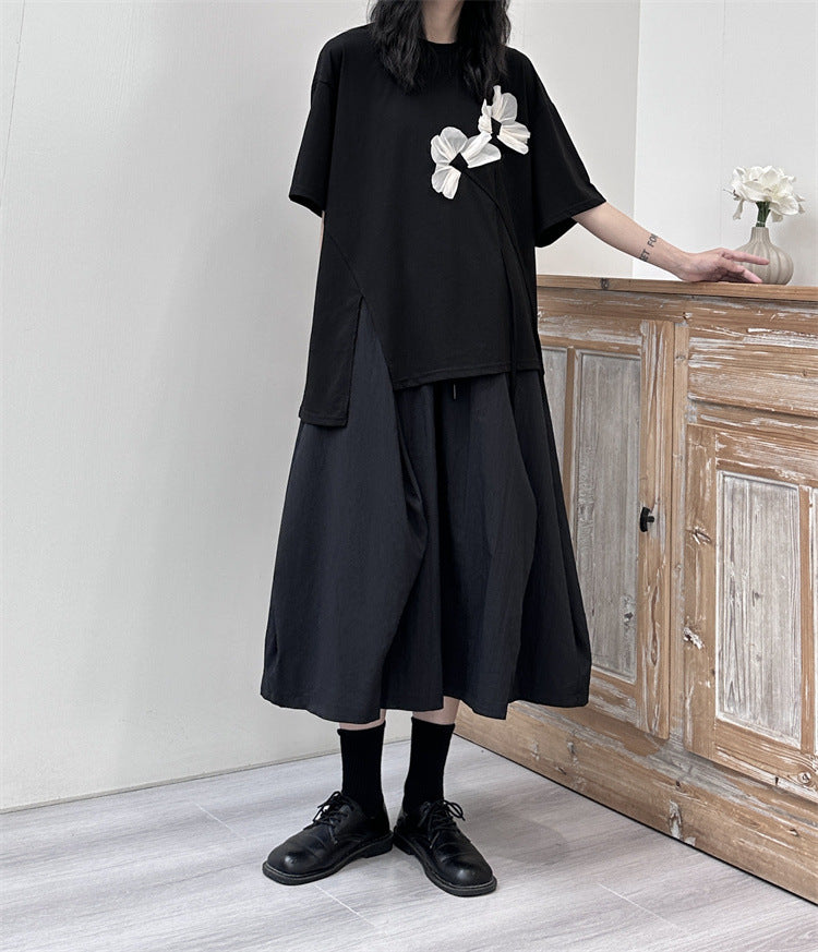 設計款/ 愛與花朵立體設計寬版上衣