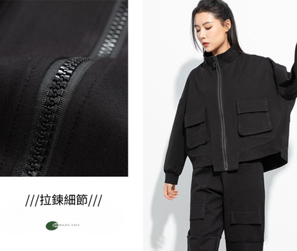 立領蝙蝠袖寬鬆時尚外套