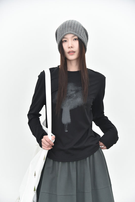 早秋 NEW/ 迷霧女孩～多釦設計天絲T恤