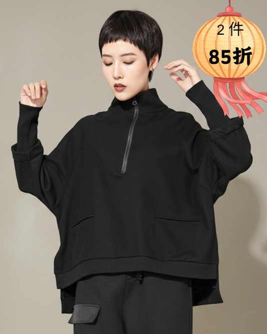超熱銷/ 假兩件袖子套頭時尚寬鬆衛衣