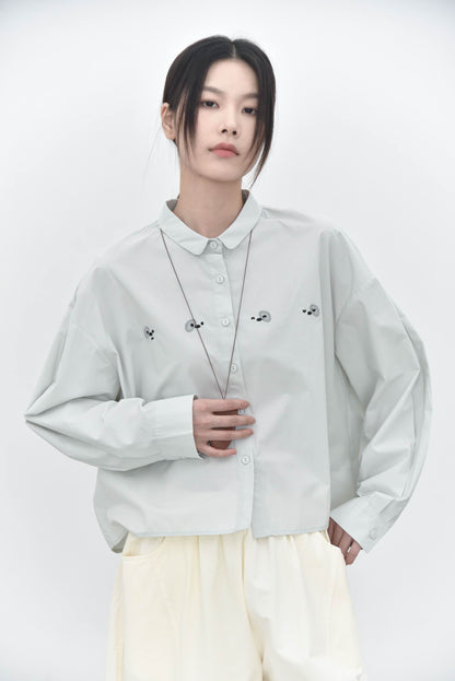早秋 NEW/ 原來是狗狗！療癒刺繡襯衫