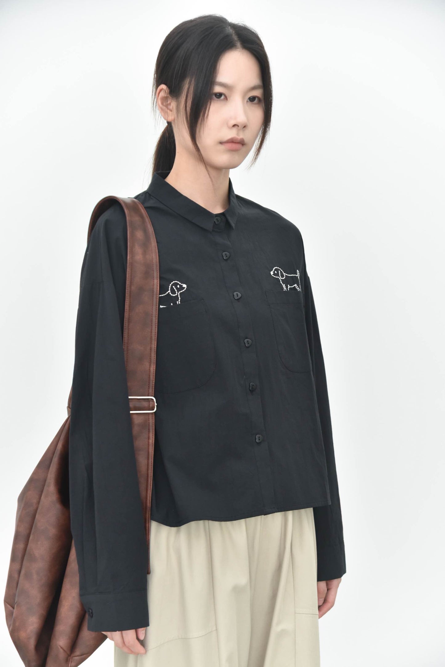 早秋 NEW/『想要和你做朋友』！刺繡狗狗襯衫
