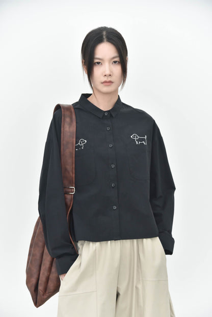 早秋 NEW/『想要和你做朋友』！刺繡狗狗襯衫