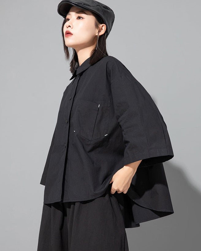 2026新款/精緻七分袖造型口袋設計款寬襯衫
