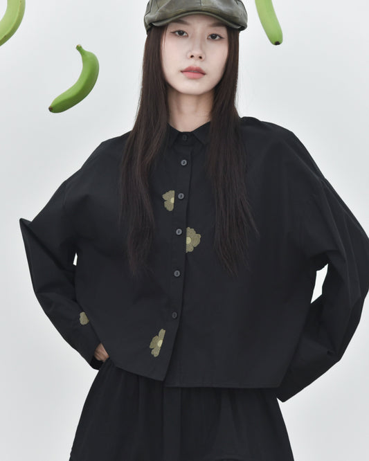 2025熱銷款/調皮花文青風刺繡襯衫