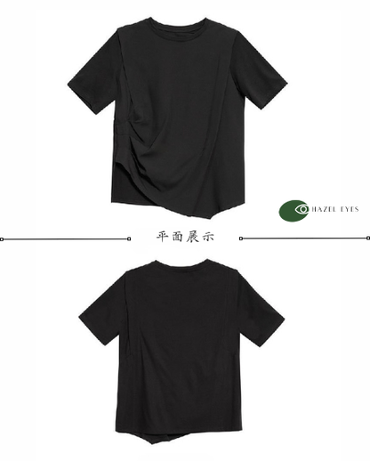 魅力新品/立體抓肩冰絲羅馬摺垂墜Ｔ恤