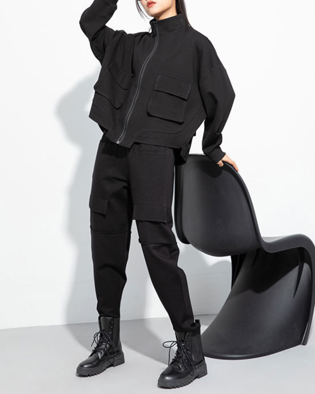 立領蝙蝠袖寬鬆時尚外套