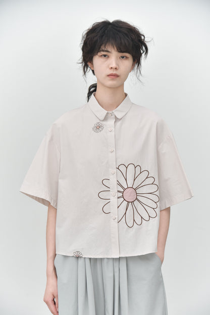 2025夏季新款/ 雛菊正流行！五分袖印花襯衫