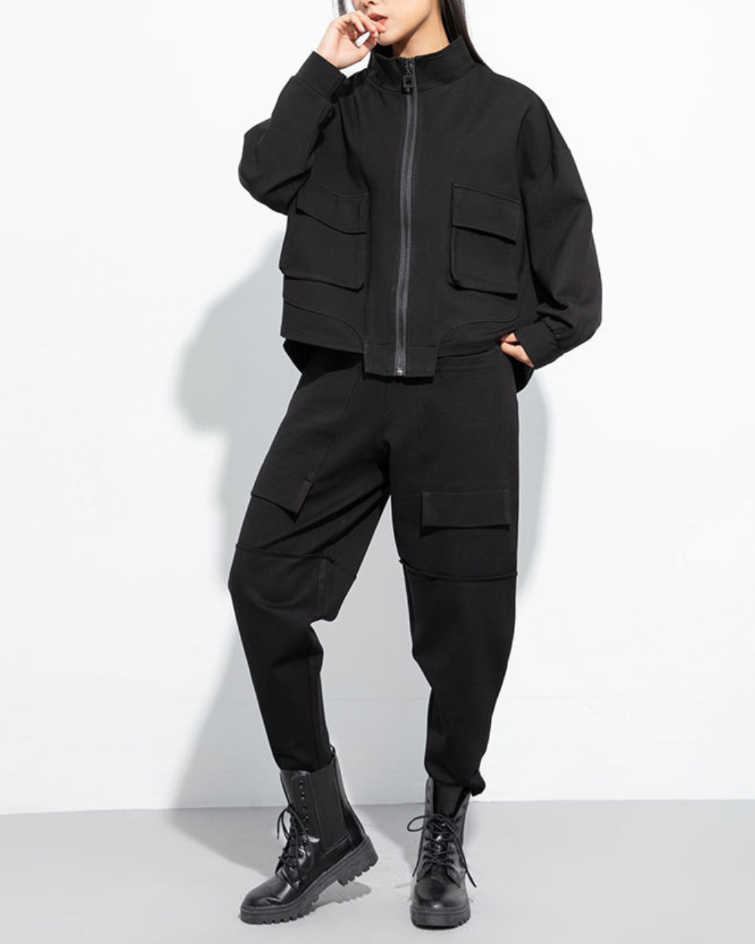 立領蝙蝠袖寬鬆時尚外套