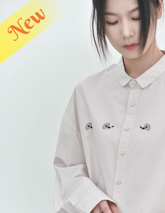 早秋 NEW/ 原來是狗狗！療癒刺繡襯衫