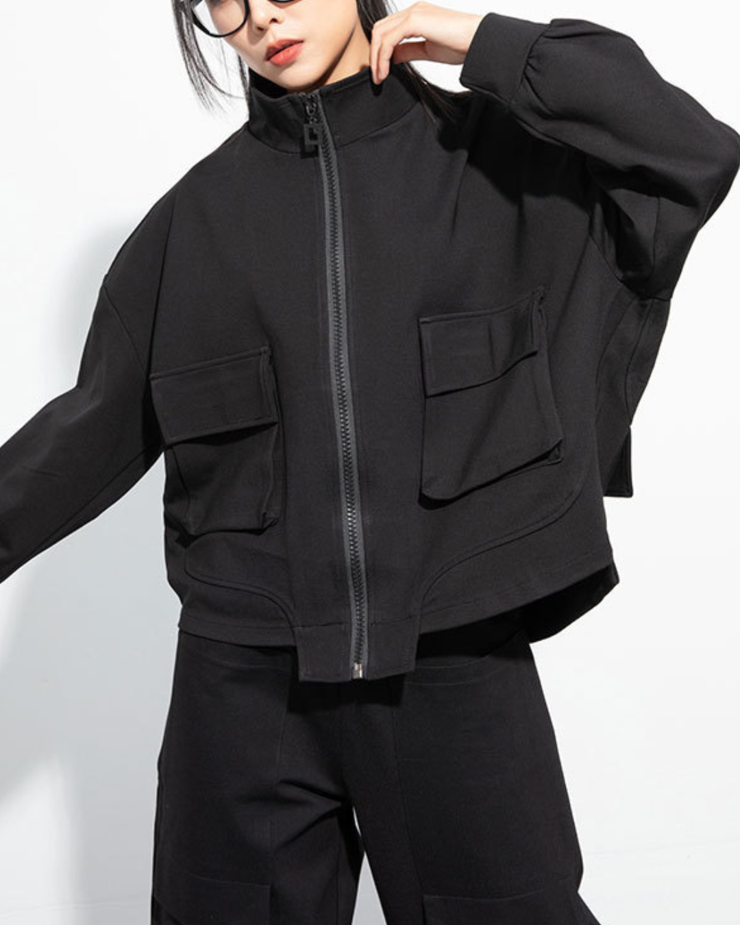 立領蝙蝠袖寬鬆時尚外套