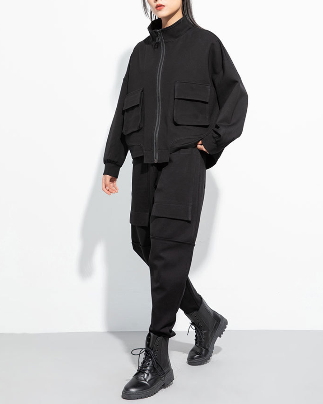 立領蝙蝠袖寬鬆時尚外套