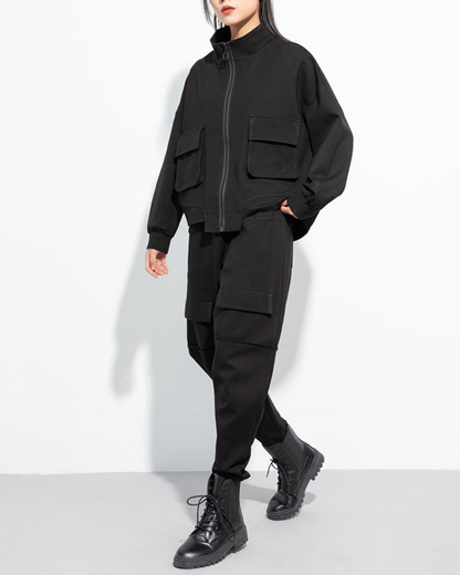 立領蝙蝠袖寬鬆時尚外套