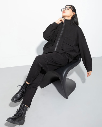 立領蝙蝠袖寬鬆時尚外套