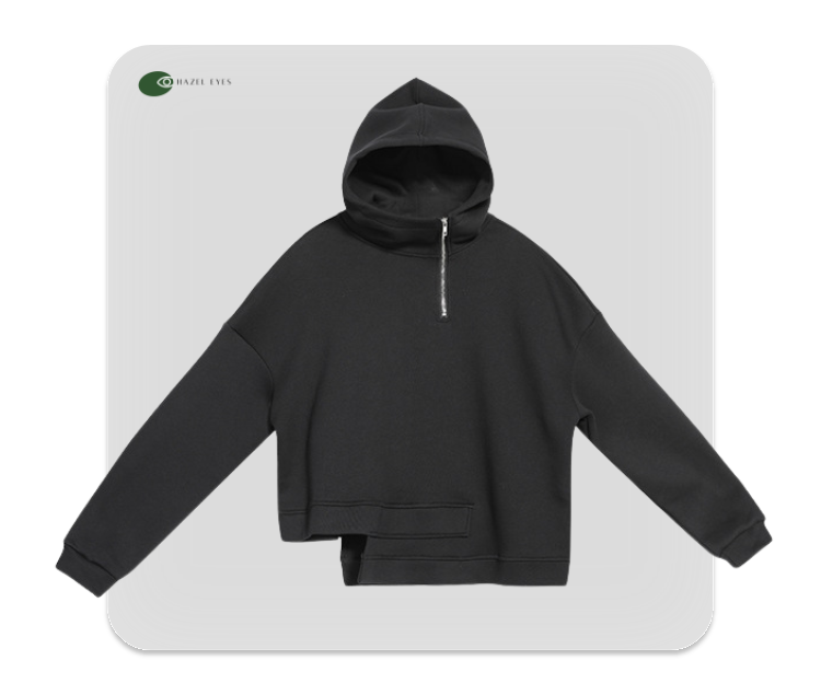 設計款加絨保暖連帽短衛衣