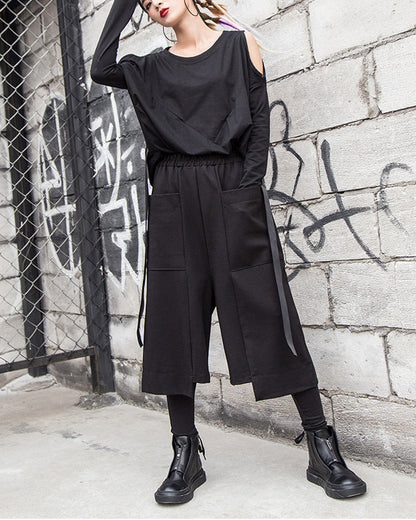 秋季直筒造型大口袋七分褲1010