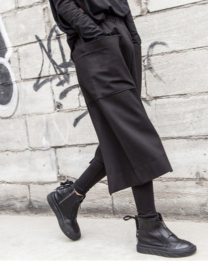 秋季直筒造型大口袋七分褲1010