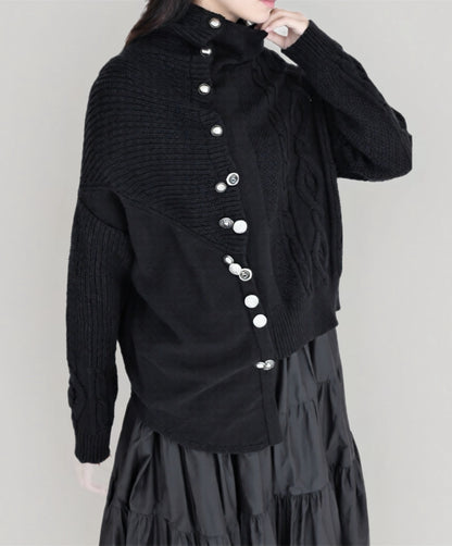 設計師款/不規則多釦毛衣外套