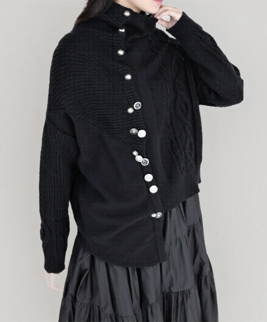 設計師款/不規則多釦毛衣外套