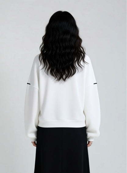 街頭風拼接內加絨保暖衛衣