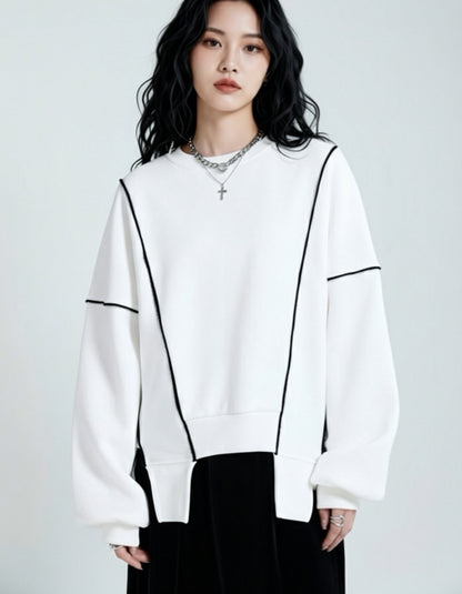 街頭風拼接內加絨保暖衛衣