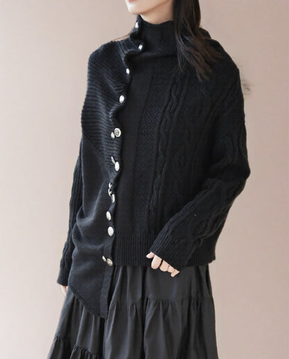 設計師款/不規則多釦毛衣外套