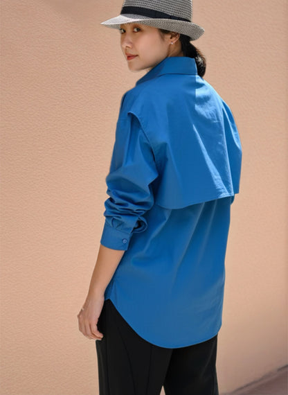 法式設計感風衣型造型襯衫