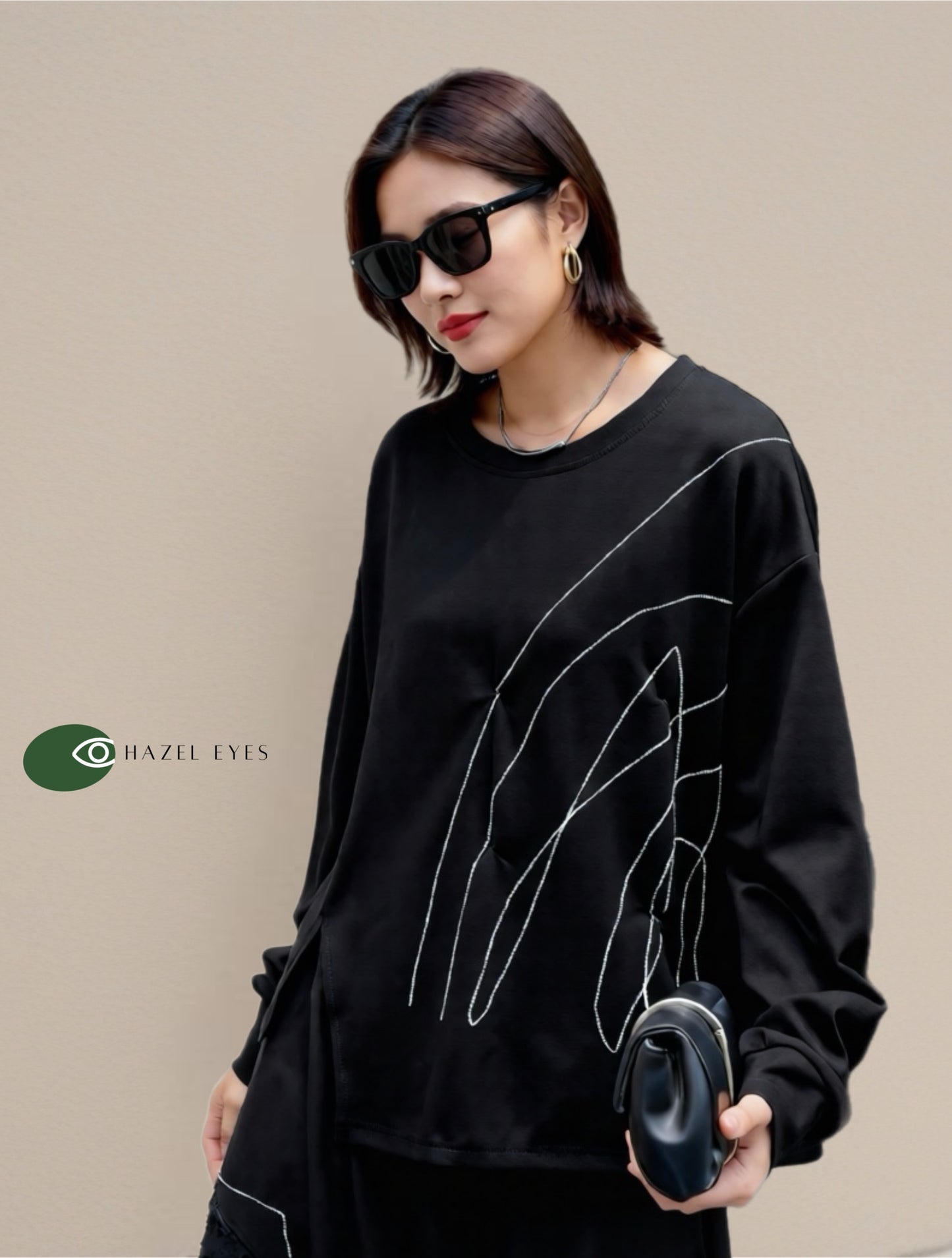 褶皺不規則車線寬鬆薄T恤