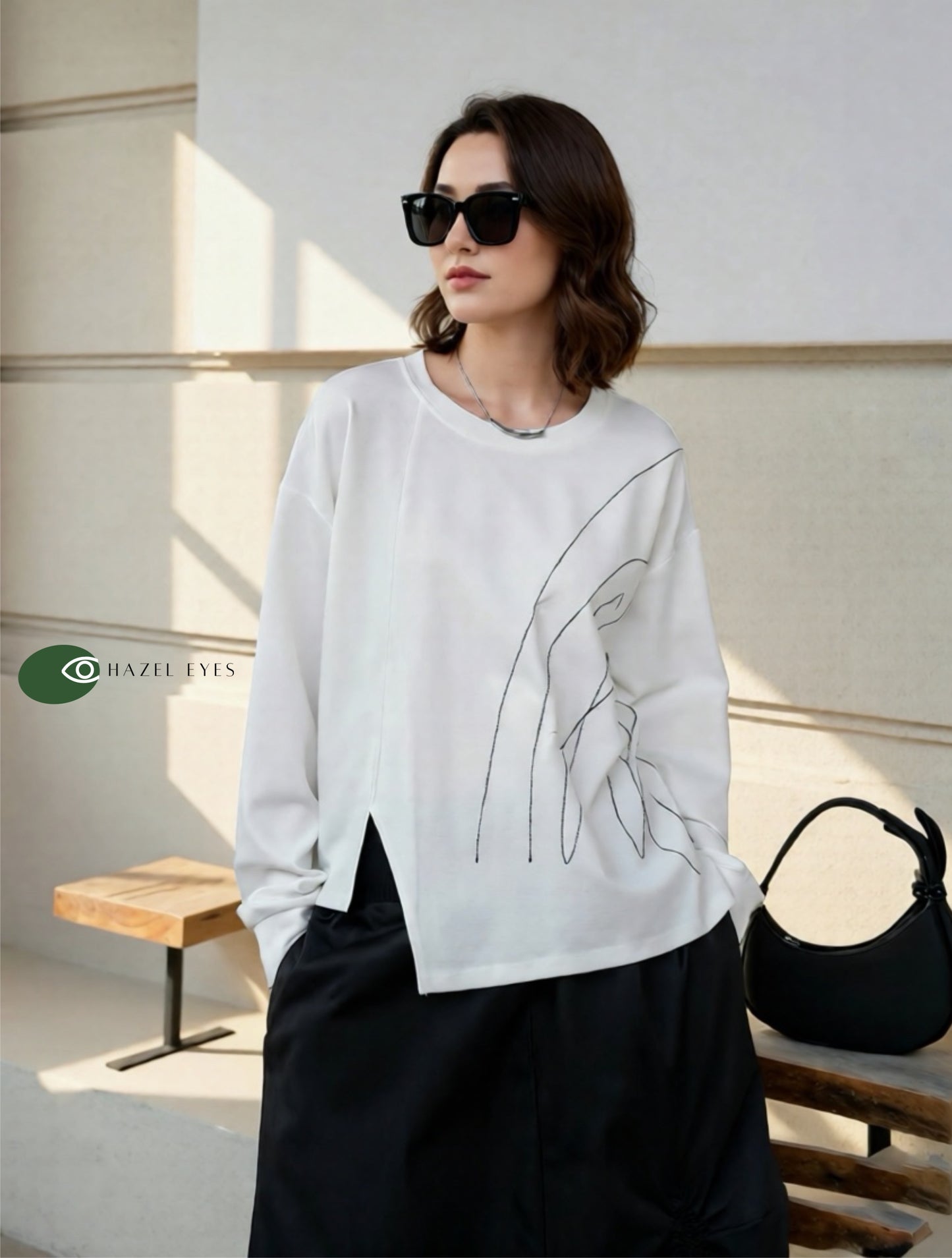 褶皺不規則車線寬鬆薄T恤