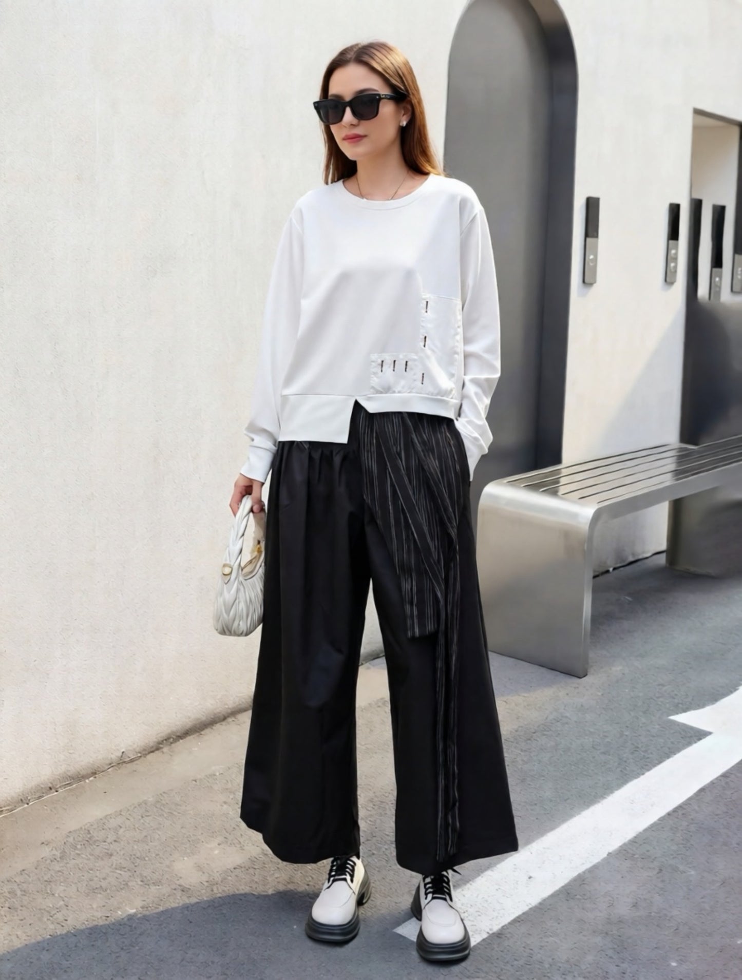 拼貼ins風顯瘦薄長袖上衣