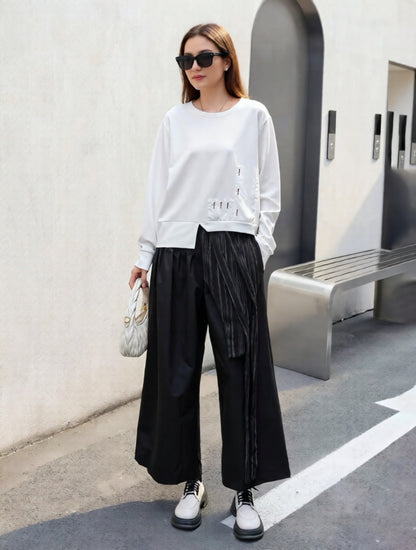 拼貼ins風顯瘦薄長袖上衣