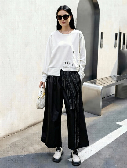 拼貼ins風顯瘦薄長袖上衣