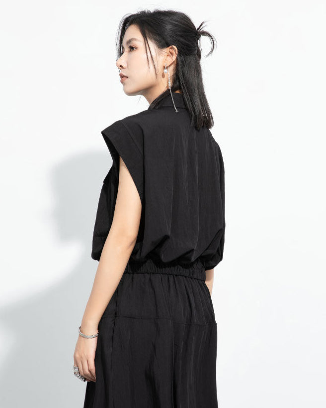 2026新款/個性設計款收腰無袖背心襯衫