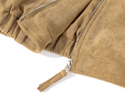 年輕感鹿皮絨英倫復古短夾克