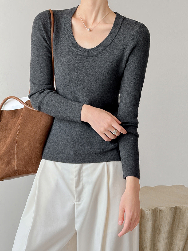 大圓領合身打底衫-四色