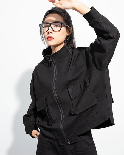 立領蝙蝠袖寬鬆時尚外套