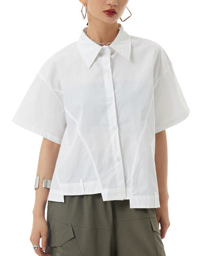 2026新款/不規則下擺設計款五分袖襯衫