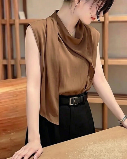 韓系通勤高領無袖上衣 | 時髦造型女襯衫
