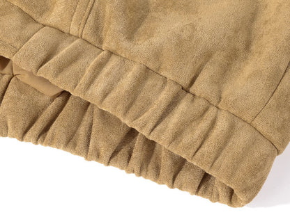 年輕感鹿皮絨英倫復古短夾克