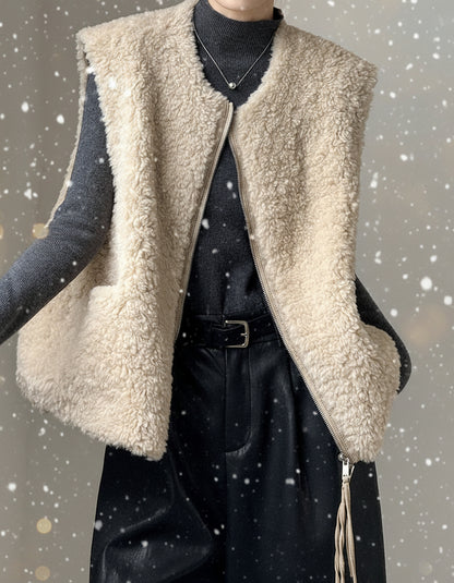 毛絨絨羊羔高質感造型保暖背心