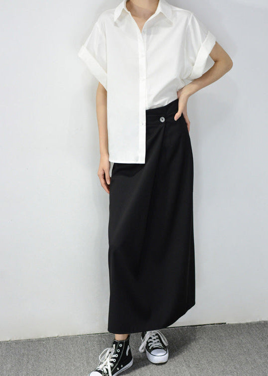 可鹽可甜～一顆扣不對稱八分裙