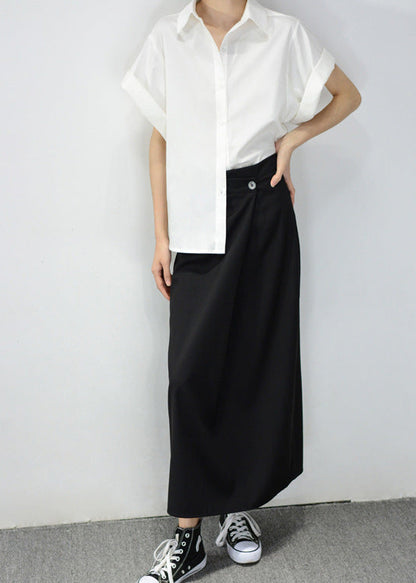 可鹽可甜～一顆扣不對稱八分裙